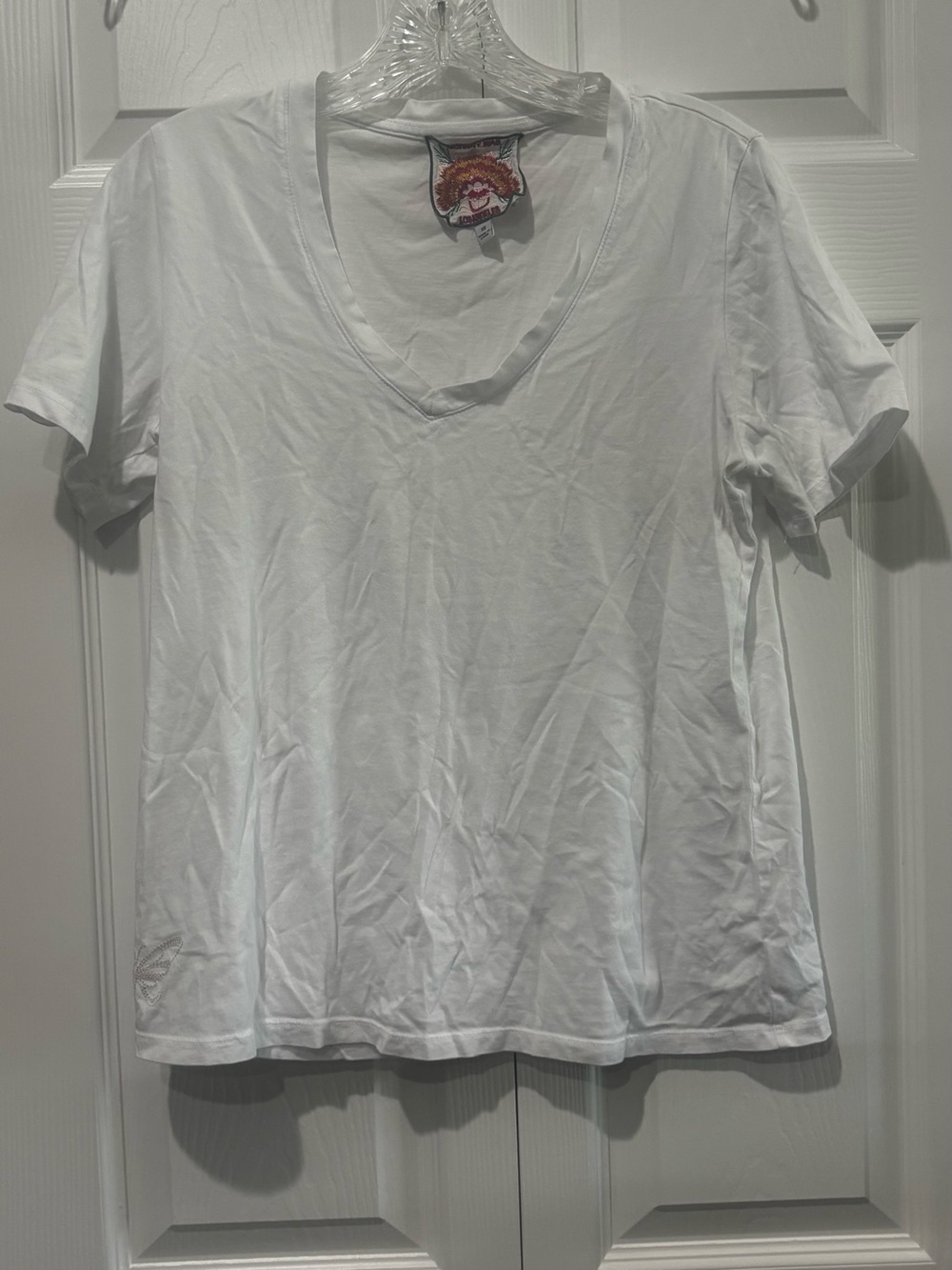 Johnny Was White V-Neck Short Sleeve Tee - Classic White